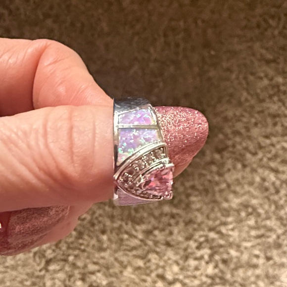 Elegant Pink and Silver Women's Ring - Picture 3 of 5